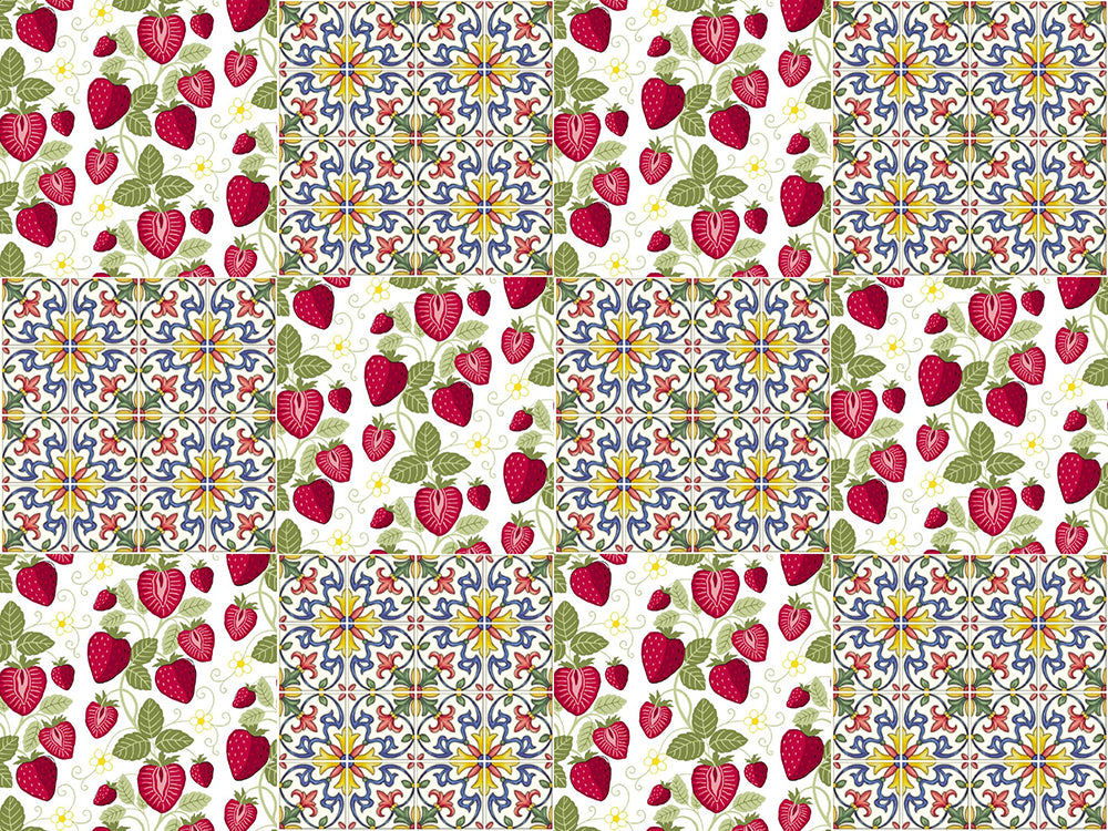 Strawberry Tiles A4 Edible Print - Emma Dodi Cakes