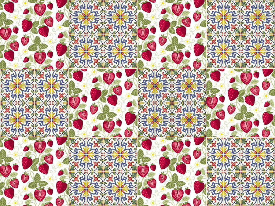 Strawberry Tiles A4 Edible Print - Emma Dodi Cakes
